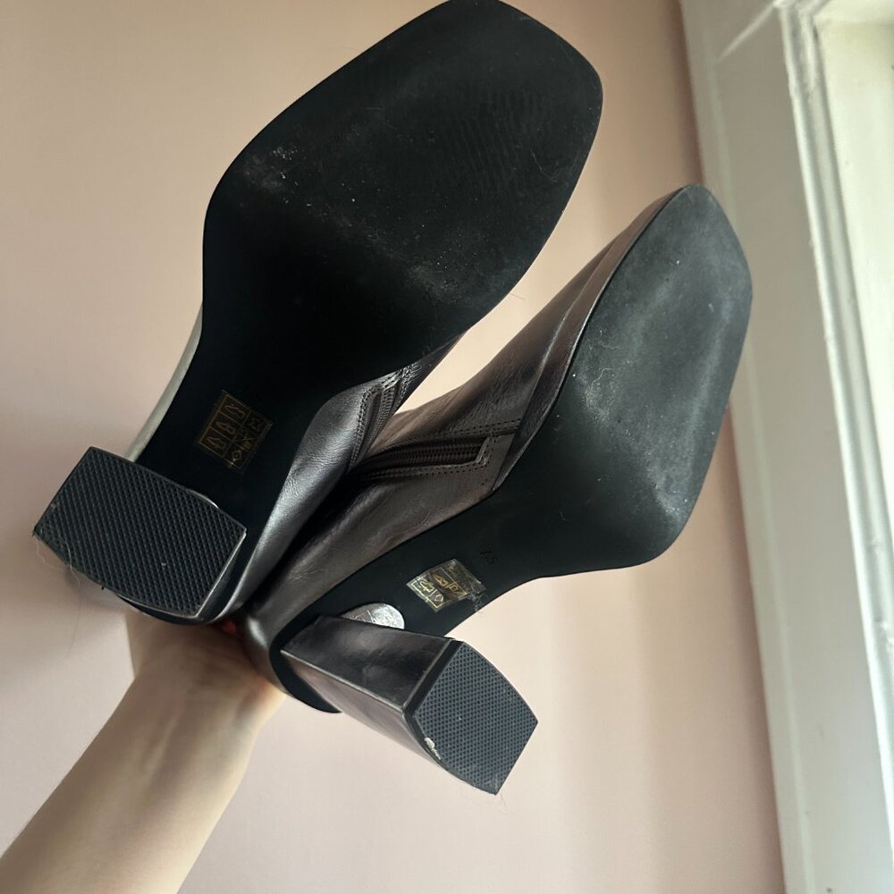 Jeffrey Campbell Crinkled Silver Knee-High Block Heel Boots - Picture 7 of 13